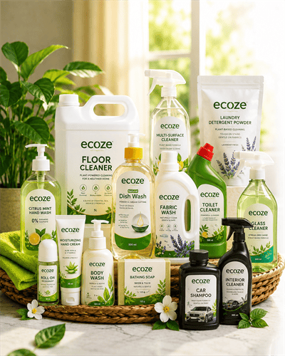 The Ecoze range of natural, oil-based home, personal and auto care products