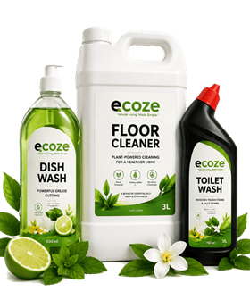 Ecoze home care products — dish wash, floor cleaner, toilet cleaner